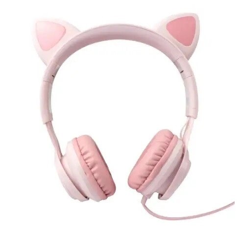 Накладні навушники Hoco W36 Cat ear headphones + Рожевий мікрофон