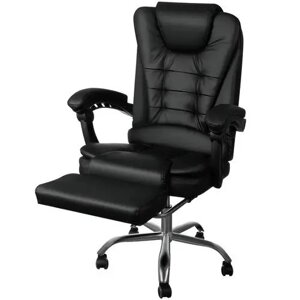 Офісне крісло Malatec з підставкою для ніг з екошкіри, чорне