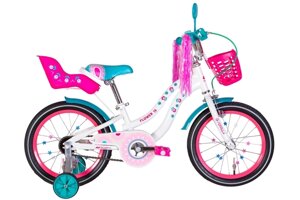 Велосипед 16 дюймів дитячий Formula білий з рожевим та бірюзовим