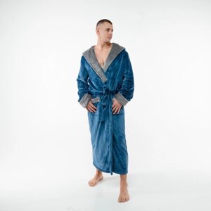 Банний чоловічий халат з індивідуальною вишивкою. Плюшева махра