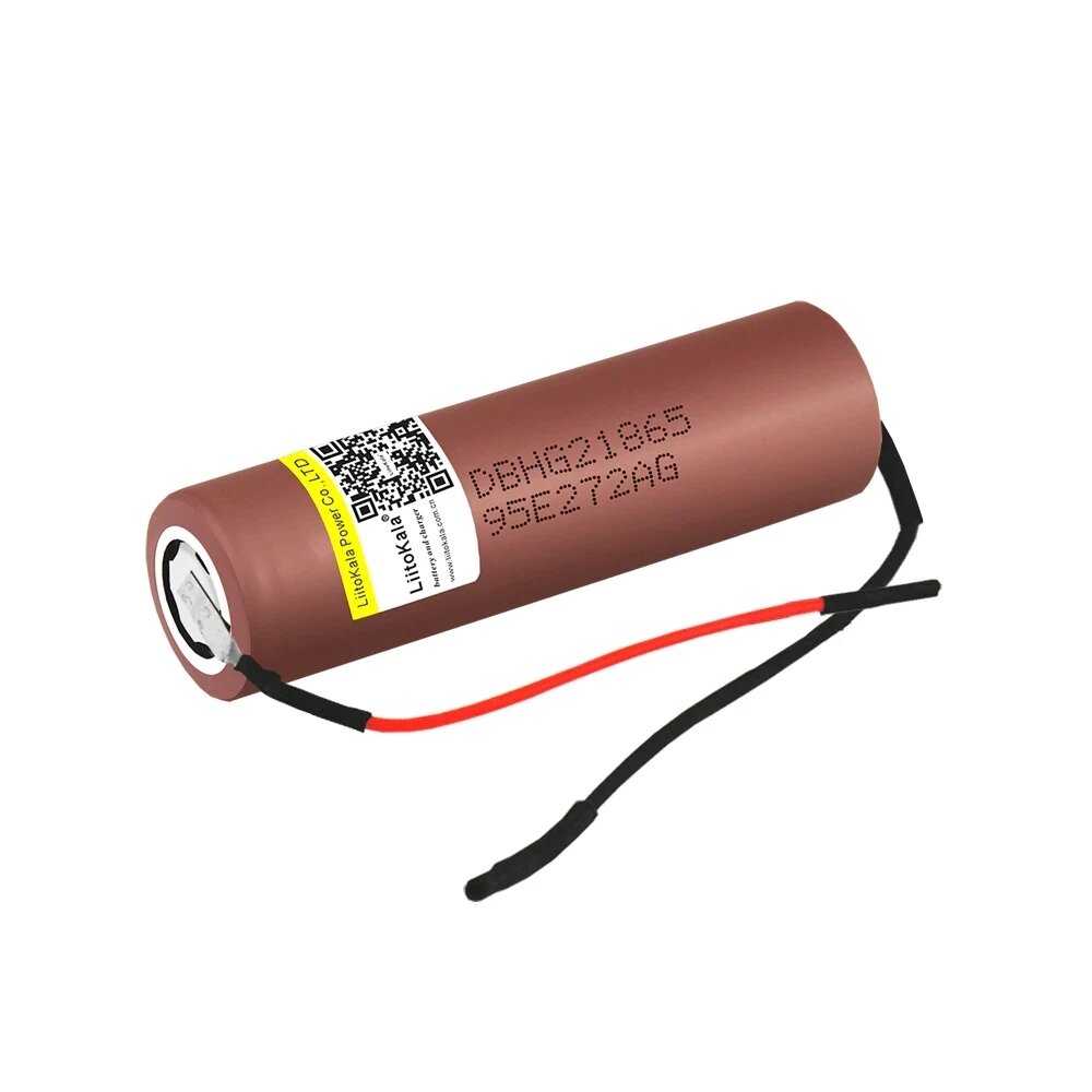 Акумулятор 18650 LG HG2 3000 mAh 3.7 V 30 А з дротами під паяння (Коричневий) від компанії shop-shap - фото 1