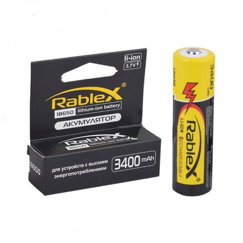 Акумулятор 18650 Rablex 3400 mAh 3.7 V (Li-ion) Black/yellow від компанії shop-shap - фото 1