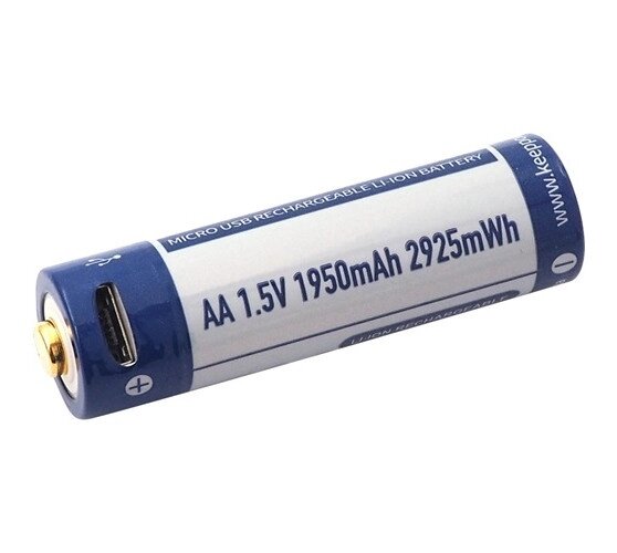 Акумулятор Keeppower AA 14500 1,5В 1950 mAh з micro USB (Синій з білим) від компанії shop-shap - фото 1