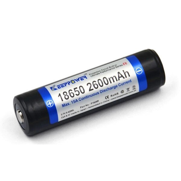 Акумулятор Keeppower Samsung Li-ion 18650 2600mAh з захистом від компанії shop-shap - фото 1