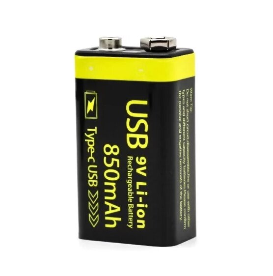 Акумулятор Крона 850mAh 9v USB (Чорний) від компанії shop-shap - фото 1