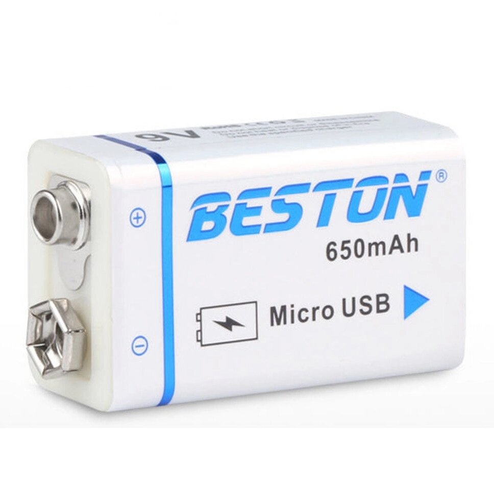 Акумулятор крона Beston 650mAh 9V Li-ion microUSB від компанії shop-shap - фото 1