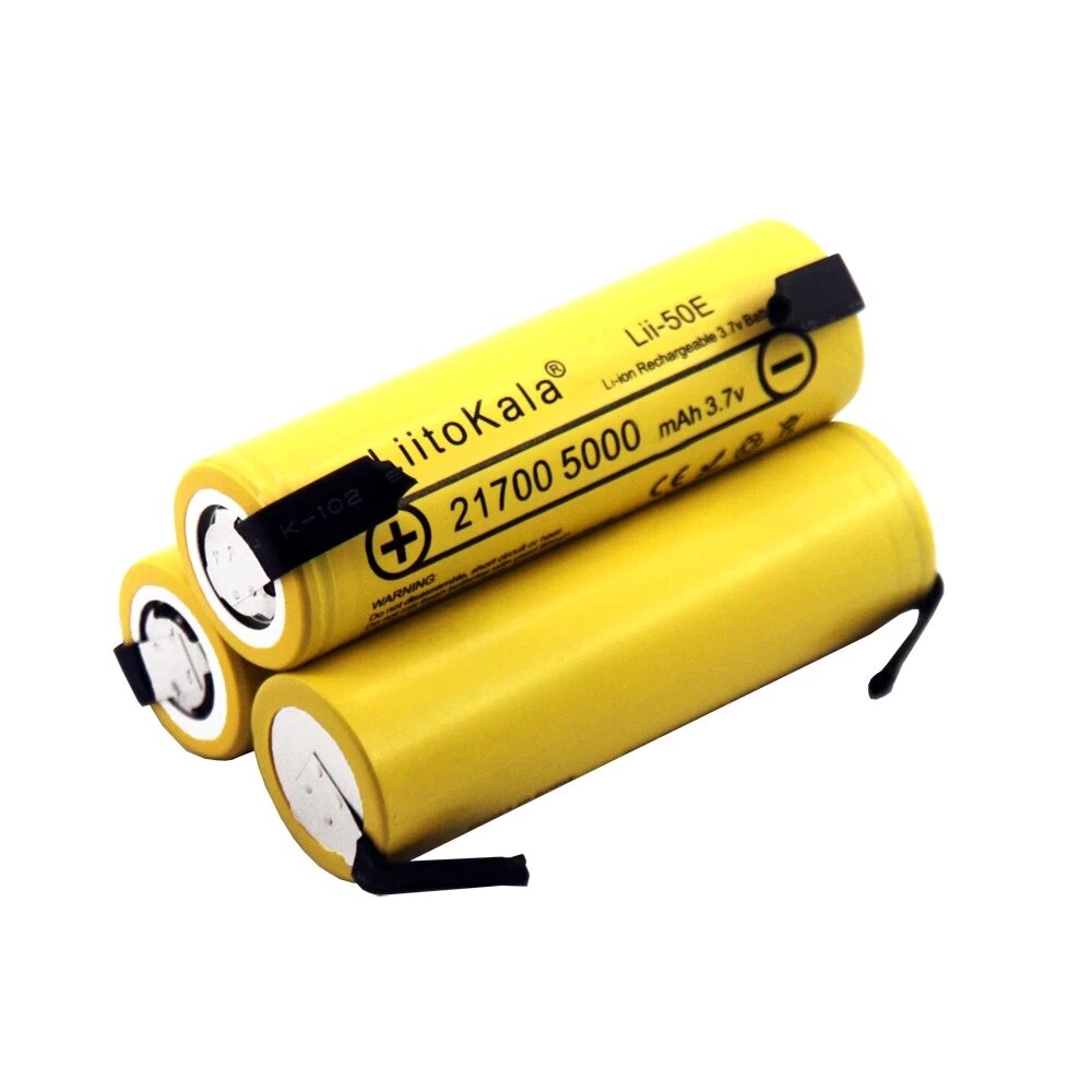 Акумулятор Liitokala 21700 Lii-50Е 3.7 V 5000 mAh з виведеннями під паяння (Жовтий) від компанії shop-shap - фото 1