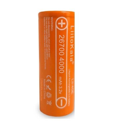 Акумулятор LiitoKala Lii 40E 26700 4000 mAh LiFePo4 30A Жовтогарячий від компанії shop-shap - фото 1