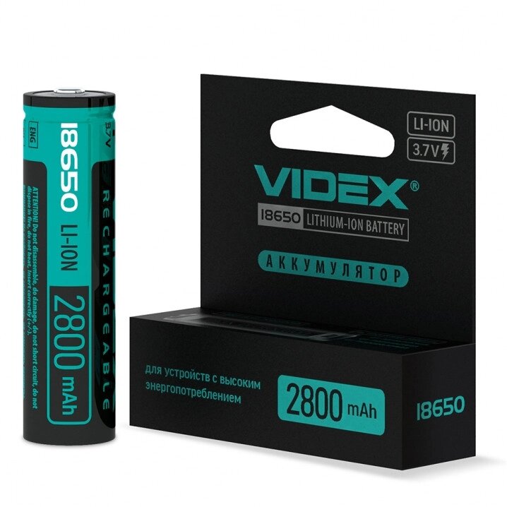 Акумулятор Videx Li-ion 18650 2800mAh 3,7V із захистом від компанії shop-shap - фото 1