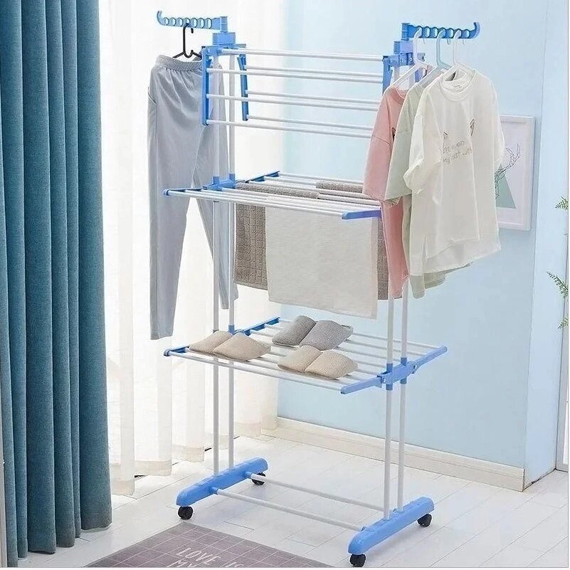 Багатоярусна сушарка для білизни, речей, одягу Garment rack with wheels складна 55 x 172 см від компанії shop-shap - фото 1