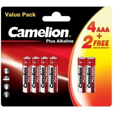 Батарейка Camelion AAA LR03 Plus Alkaline * (4+2) (4+2LR03-BP) від компанії shop-shap - фото 1