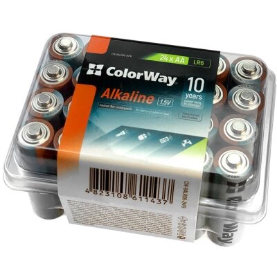 Батарейка ColorWay AA LR6 Alkaline Power ( лужні ) * 24 plastic box (CW-BALR06-24PB) від компанії shop-shap - фото 1