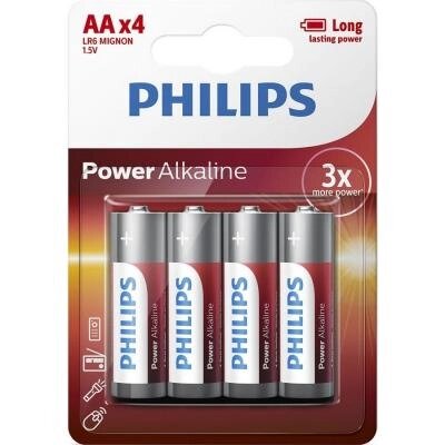 Батарейка Philips AA LR6 Power Alkaline * 4 (LR6P4B/10) від компанії shop-shap - фото 1