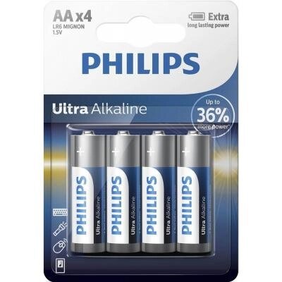 Батарейка Philips AA LR6 Ultra Alkaline * 4 (LR6E4B/10) від компанії shop-shap - фото 1