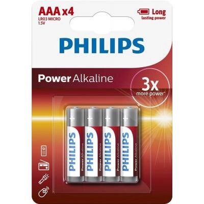 Батарейка Philips AAA LR03 Power Alkaline * 4 (LR03P4B/10) від компанії shop-shap - фото 1