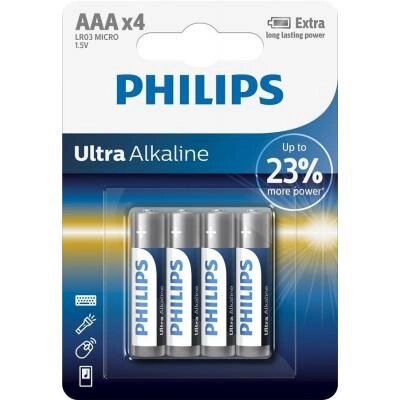 Батарейка Philips AAA LR03 Ultra Alkaline * 4 (LR03E4B/10) від компанії shop-shap - фото 1