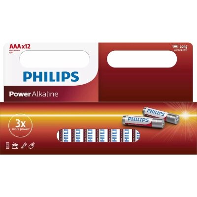 Батарейка Philips AAA Power Alkaline 1.5V LR03 * 12 (LR03P12W/10) від компанії shop-shap - фото 1