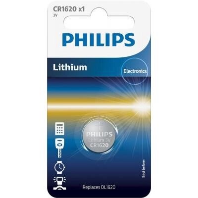 Батарейка Philips CR1620 PHILIPS Lithium (CR1620/00B) від компанії shop-shap - фото 1