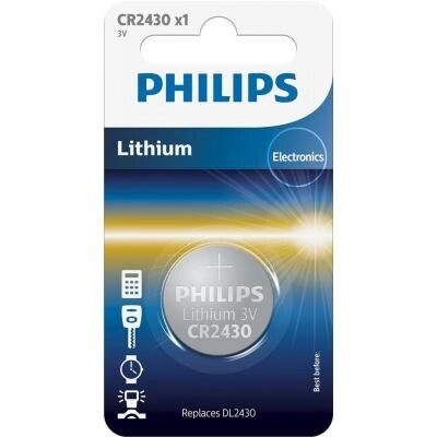 Батарейка Philips CR2430 Lithium * 1 (CR2430/00B) від компанії shop-shap - фото 1