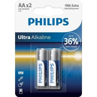 Батарейка Philips LR06 Ultra Alkaline * 2 (LR6E2B/10) від компанії shop-shap - фото 1