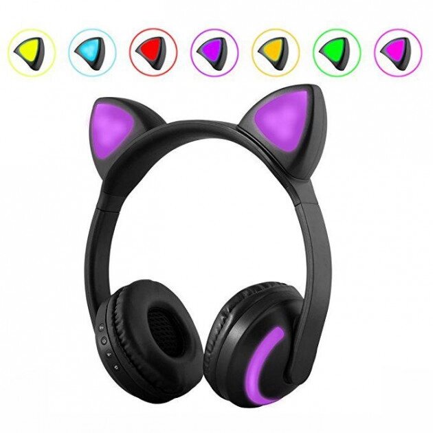 Бездротові Bluetooth-навушники Cat Ear ZW-19 котячі вушка світяться 7 кольорів підсвітки від компанії shop-shap - фото 1