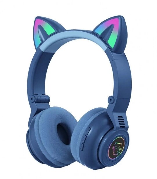 Бездротові Bluetooth-навушники STN-26 Cat Ear з котячими вушками і LED підсвічуванням (Синій) від компанії shop-shap - фото 1