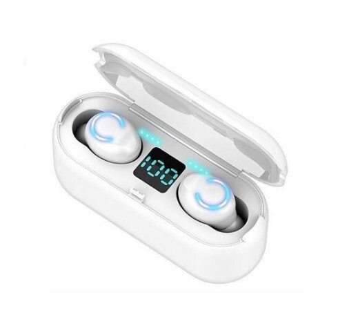 Bluetooth stereo гарнітура навушники BT F9 TWS вакуумні з дисплеєм white від компанії shop-shap - фото 1