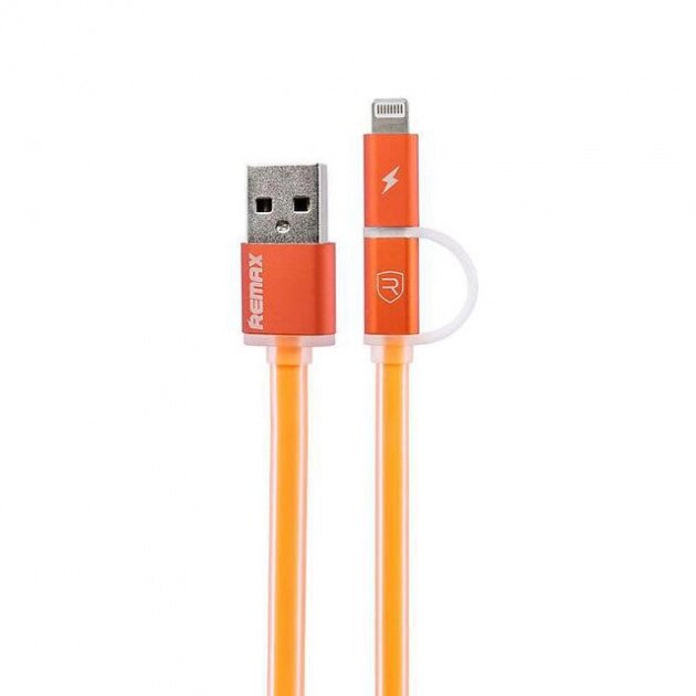 Combo 2-in-1 кабель Lightning/micro USB, 1м orange Aurora Combo Remax 300702 від компанії shop-shap - фото 1