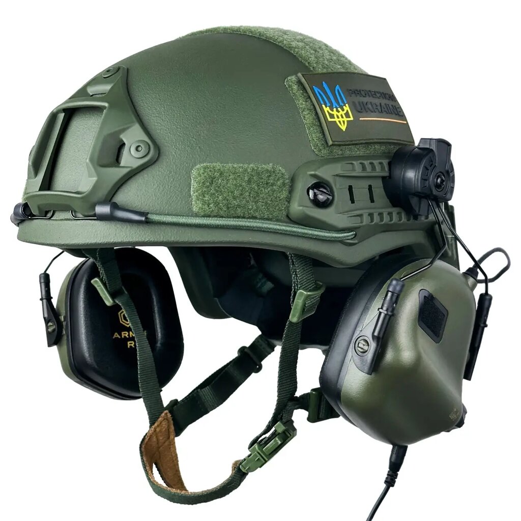 Комплект Шолом кевларовий Fast NIJ IIIA + навушники Earmor M31H Mod3 (Ranger Green) розмір S від компанії shop-shap - фото 1