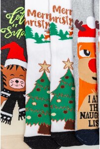 Комплект жіночих шкарпеток новорічних 3 пари, колір світло-сірий, темно-сірий, білий, 151R251 36 - 40