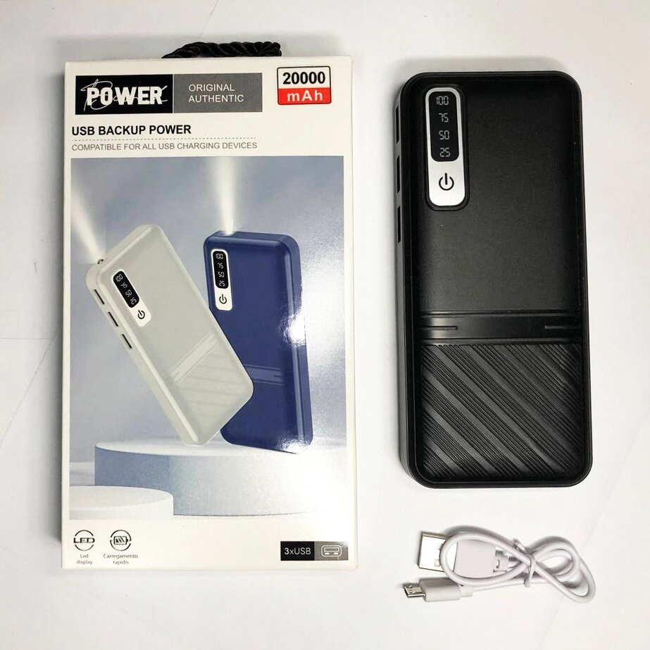 Мобільне заряджання Mobile Power Bank 20000 mAh. BG-185 Колір: чорний від компанії shop-shap - фото 1