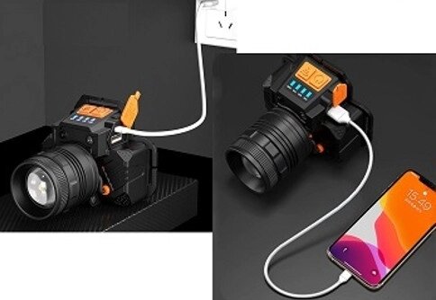 Налобний ліхтар Y10-T6 zoom + датчик руху + microUSB + PowerBank від компанії shop-shap - фото 1