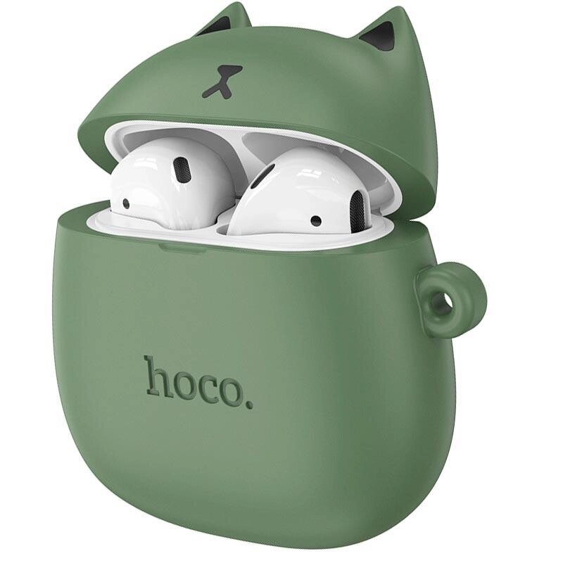 Навушники бездротові дитячі Bluetooth HOCO Cat EW45 у кейсі, олива від компанії shop-shap - фото 1