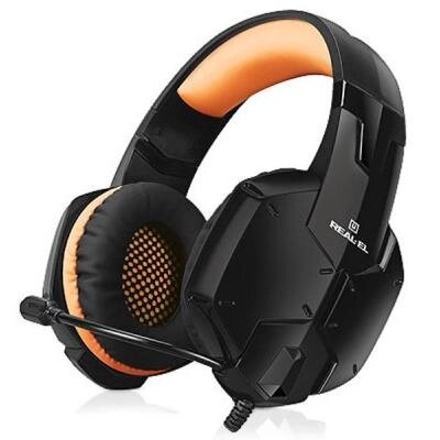 Навушники REAL-EL GDX-7700 SURROUND 7.1 black-orange від компанії shop-shap - фото 1