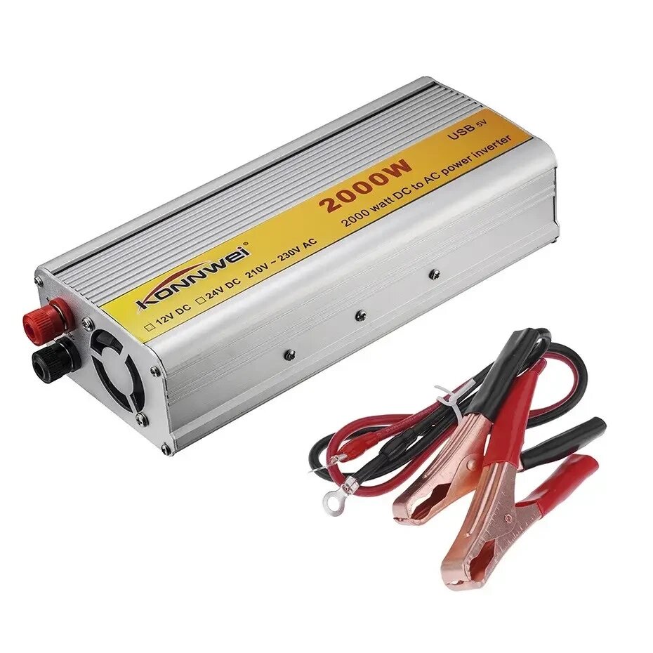 Перетворювач напруги інвертор Konnwei 12V-220V DC 1000W Silver від компанії shop-shap - фото 1