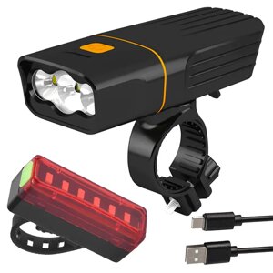 Велоліхтар + габарит QX-T3306 (3xXML-T6 + габарит-6SMD) + PowerBank + microUSB (3 режими та 4 режими)