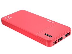 Зовнішній акумулятор Powerbank Tracer 10000mAh 2A тонкий на 2xUSB-порту BK Червоний