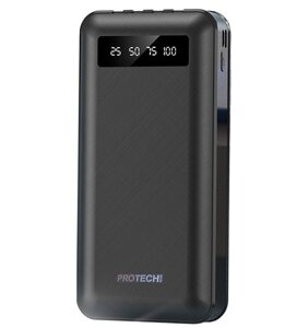 Універсальна зарядна батарея ProTech B-05 Solar 20000Mah + вбудовані кабелі + ліхтарик (Чорний) в Київській області от компании shop-shap