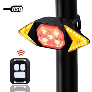 Велоліхтар LY-6700 із зазначенням поворотів (red+yellow+blue), ЗУ microUSB, Li-Ion акумулятор, пульт управління