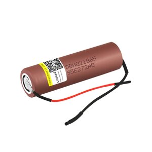 Акумулятор 18650 LG HG2 3000 mAh 3.7 V 30 А з дротами під паяння (Коричневий)