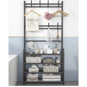 Універсальна вішалка для одягу New simple floor clothes rack size 60X29.5X151 см Чорна . біла