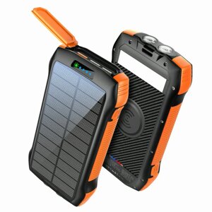 Універсальна зарядна батарея iBattery F33W 33500 mAh + сонячна панель + ліхтарик (Чорно-жовтогарячий)