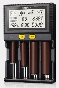 Професійний зарядний пристрій Miboxer C4-12 LCD 4 слоти для Li-Ion, Ni-Mh та Ni-Cd акумуляторів