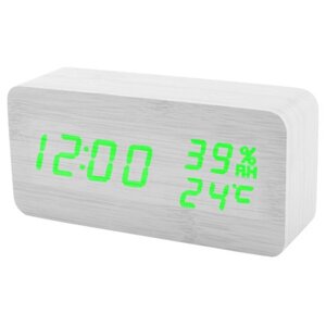 Мережевий настільний годинник VST-862S-4 температура + вологість (USB ААА) Білі із зеленими цифрами