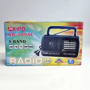 Радіоприймач Kipo KB-409 AC потужний радіо FM c usb живлення від батареї R20 або від XT-302 мережі Чорний