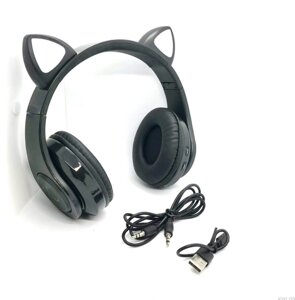 Бездротові Bluetooth-навушники CXT-B39 Cat Ear з котячими вушками і LED підсвічуванням Чорний