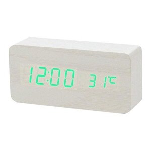 Мережевий електронний годинник VST-862-4 температура (USB, ААА) Білий корпус та зелені цифри