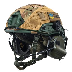 Комплект шолом Fast Team Wendy Helmet NIJ IIIA + навушники Earmor M32H MOD3 + кавер (Оливковий) розмір S