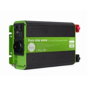 Автомобільний інвертор 12V/230V 500W (1000W peak power) чиста синусоїда EnerGenie (EG-PWC-PS500-01)