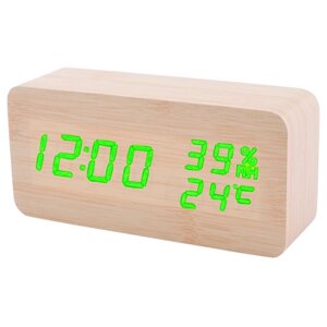 Мережевий настільний годинник VST-862S-4 термометр і гігрометр (USB ААА) Жовтий корпус та зелені цифри